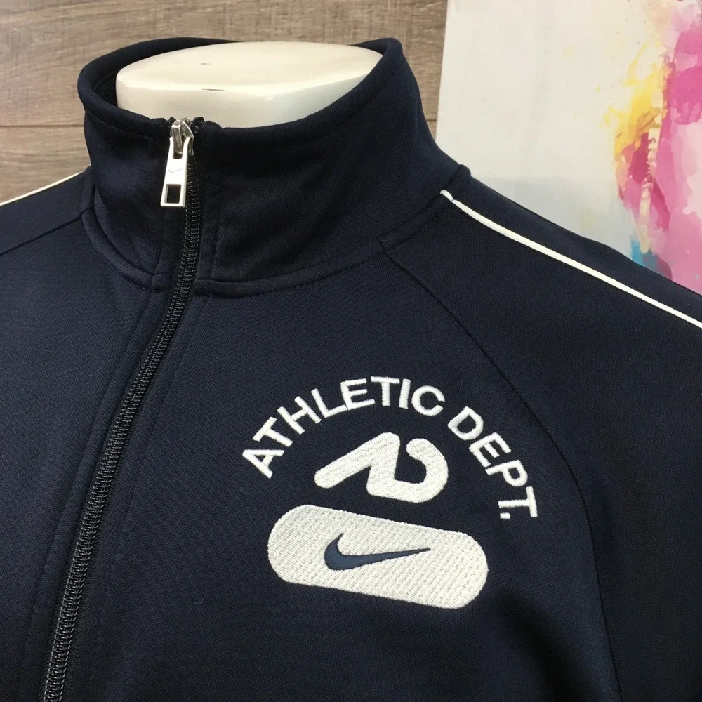 VINTAGE Nike Y2K Athletic Dept Mens Track Jacket Navy Blue Full Zip SP11SYS-SS L